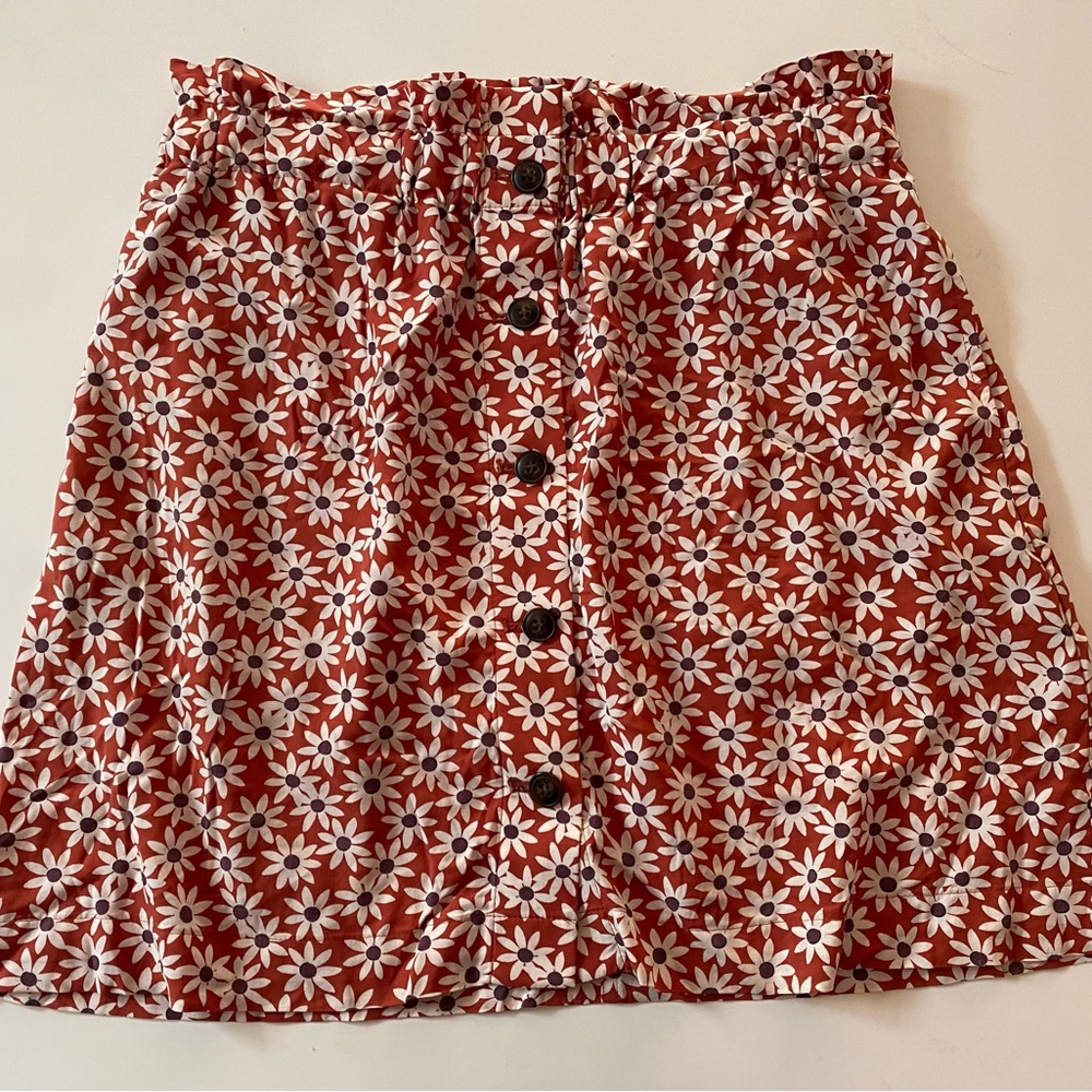 Madewell Paperbag Button-Front Mini Skirt- Falling Daisies